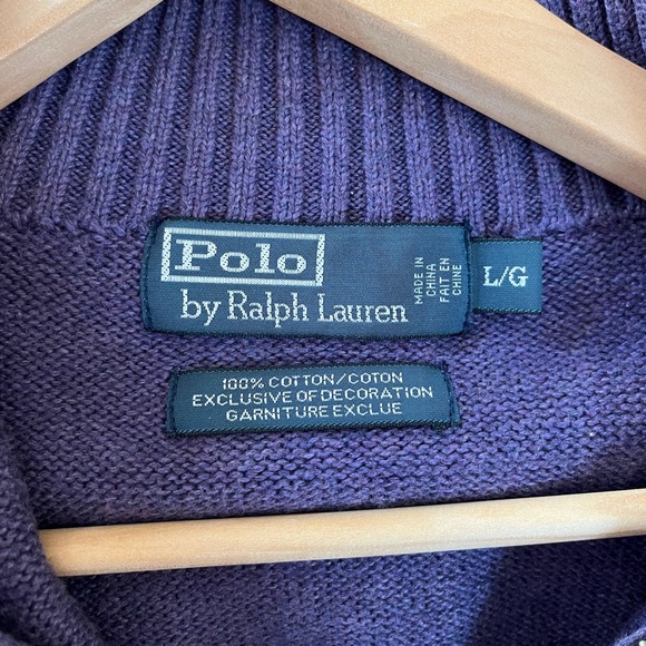 Men’s Polo Ralph Lauren Purple Quarter-zip Sweater - Picture 4 of 4